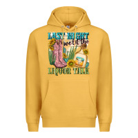 Mustard last night we let the liquar talk Premium Hoodie - NancyCooperArtShop
