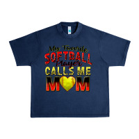 Navy my favorite softball player calls me mom Urban Heavy Tee - Zillion Design Studio