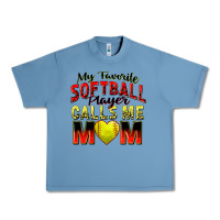 Pebble Blue my favorite softball player calls me mom Urban Heavy Tee - Zillion Design Studio