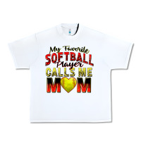 White my favorite softball player calls me mom Urban Heavy Tee - Zillion Design Studio