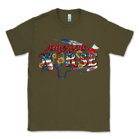 Army Green American Nurse 4th of July Classic Tee - CowGirlArtShop