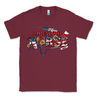 Burgundy American Nurse 4th of July Classic Tee - CowGirlArtShop