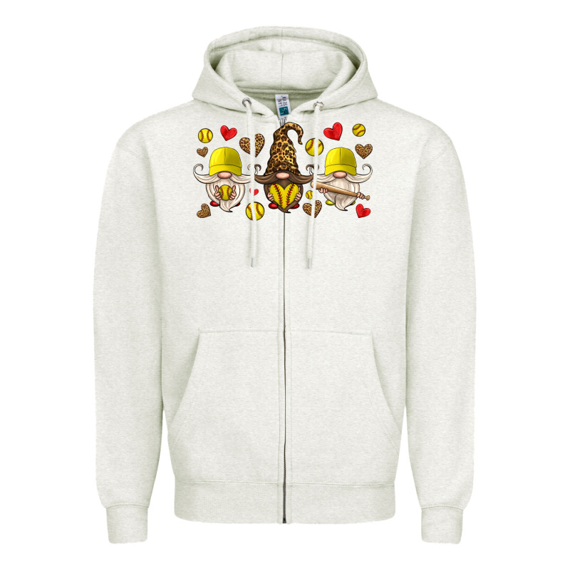 Softball Gnome Zipper Hoodie by HRA Design Shop | Teevron