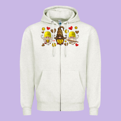 Softball Gnome Zipper Hoodie Designed By Hra Design Shop