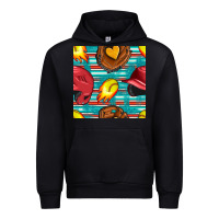 Black softball helmet and glove with serape seamless pattern Urban Hoodie - BundleAndBundleShop