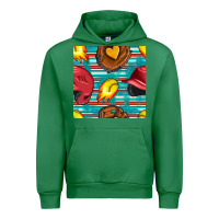 Emerald softball helmet and glove with serape seamless pattern Urban Hoodie - BundleAndBundleShop