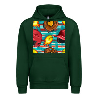 Forest Green softball helmet and glove with serape seamless pattern Urban Hoodie - BundleAndBundleShop