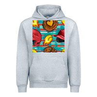 Heather Grey softball helmet and glove with serape seamless pattern Urban Hoodie - BundleAndBundleShop