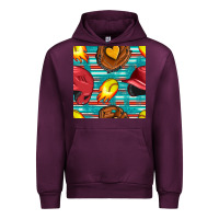 Mauve Wine softball helmet and glove with serape seamless pattern Urban Hoodie - BundleAndBundleShop