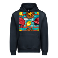 Navy softball helmet and glove with serape seamless pattern Urban Hoodie - BundleAndBundleShop