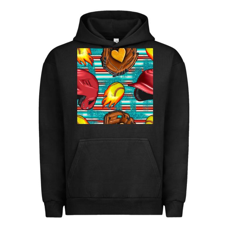 Softball Helmet And Glove With Serape Seamless Pattern Urban Hoodie by BundleAndBundleShop | Teevron