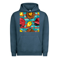 Pigment Midnight Navy softball helmet and glove with serape seamless pattern Urban Hoodie - BundleAndBundleShop