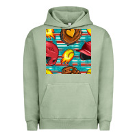 Pigment Oil Green softball helmet and glove with serape seamless pattern Urban Hoodie - BundleAndBundleShop