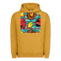 Pigment Peanut Butter softball helmet and glove with serape seamless pattern Urban Hoodie - BundleAndBundleShop