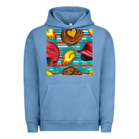Pigment Pebble Blue softball helmet and glove with serape seamless pattern Urban Hoodie - BundleAndBundleShop