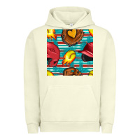 Pigment Pistachio softball helmet and glove with serape seamless pattern Urban Hoodie - BundleAndBundleShop
