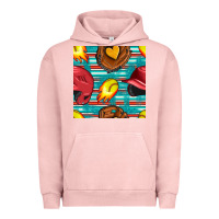Pigment Salmon softball helmet and glove with serape seamless pattern Urban Hoodie - BundleAndBundleShop
