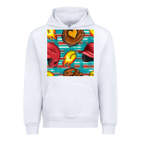White softball helmet and glove with serape seamless pattern Urban Hoodie - BundleAndBundleShop