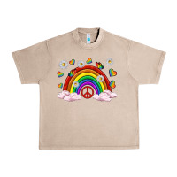 French Oak pride rainbow with daisy and butterfly Urban Heavy Tee - texasbilliewilder