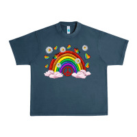 Midnight Navy pride rainbow with daisy and butterfly Urban Heavy Tee - texasbilliewilder