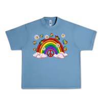 Pebble Blue pride rainbow with daisy and butterfly Urban Heavy Tee - texasbilliewilder