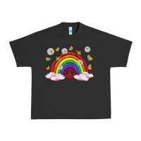 Pigment Black pride rainbow with daisy and butterfly Urban Heavy Tee - texasbilliewilder