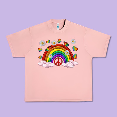 Urban Heavy Tee pride rainbow with daisy and butterfly