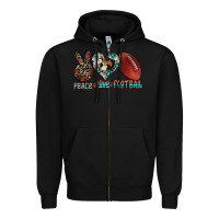 Black peace love football Zipper Hoodie - CowhideDigitalArt