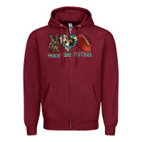 Burgundy peace love football Zipper Hoodie - CowhideDigitalArt