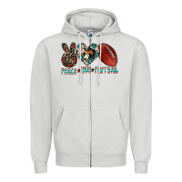 Dove Grey peace love football Zipper Hoodie - CowhideDigitalArt