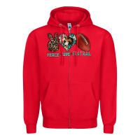 Red peace love football Zipper Hoodie - CowhideDigitalArt