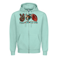 Seafoam peace love football Zipper Hoodie - CowhideDigitalArt