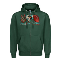 Sports Green peace love football Zipper Hoodie - CowhideDigitalArt