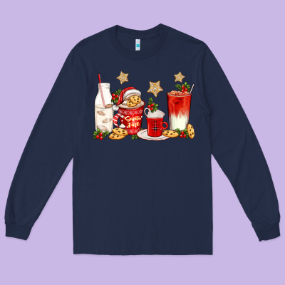 Santa Fuel Coffee Cups Long Sleeve Tee Designed By Texasbilliewilder