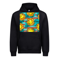 Black softball sunflowers with serape seamless pattern Urban Hoodie - BundleAndBundleShop