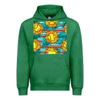 Emerald softball sunflowers with serape seamless pattern Urban Hoodie - BundleAndBundleShop