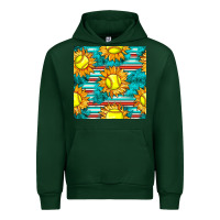 Foreset Green softball sunflowers with serape seamless pattern Urban Hoodie - BundleAndBundleShop