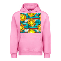 Fuchsia Pink softball sunflowers with serape seamless pattern Urban Hoodie - BundleAndBundleShop