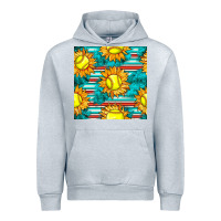 Heather Grey softball sunflowers with serape seamless pattern Urban Hoodie - BundleAndBundleShop