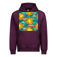 Mauve Wine softball sunflowers with serape seamless pattern Urban Hoodie - BundleAndBundleShop