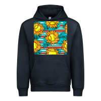 Navy softball sunflowers with serape seamless pattern Urban Hoodie - BundleAndBundleShop