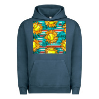 Pigment Midnight Navy softball sunflowers with serape seamless pattern Urban Hoodie - BundleAndBundleShop