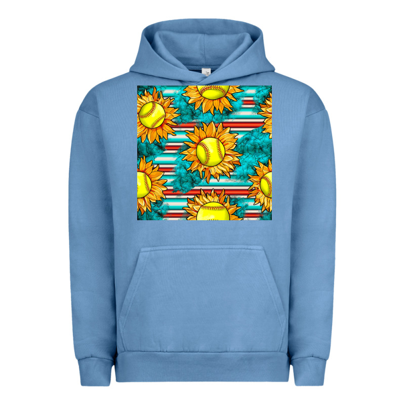Softball Sunflowers With Serape Seamless Pattern Urban Hoodie by BundleAndBundleShop | Teevron
