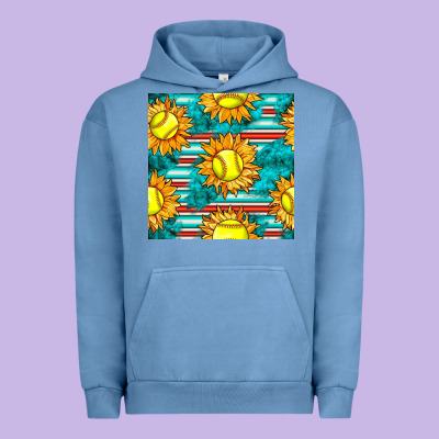 Softball Sunflowers With Serape Seamless Pattern Urban Hoodie Designed By Bundleandbundleshop