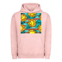 Pigment Salmon softball sunflowers with serape seamless pattern Urban Hoodie - BundleAndBundleShop
