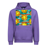 Tulip softball sunflowers with serape seamless pattern Urban Hoodie - BundleAndBundleShop