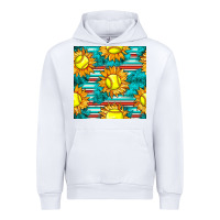 White softball sunflowers with serape seamless pattern Urban Hoodie - BundleAndBundleShop