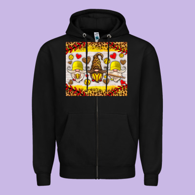 Softball Gnome Zipper Hoodie Designed By Hra Design Shop