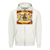 Oatmeal Heather softball gnome Zipper Hoodie - HRA Design Shop