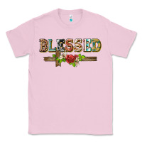 Bubblegum Pink blessed and floral cross Classic Tee - BarkalooDesign